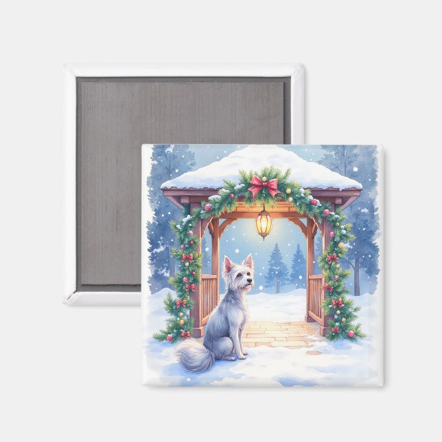 Imã Arte de Natal do Gazebo Nevado com Crista Chinesa (Front/Back)