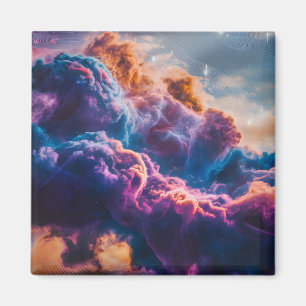 Imã Arte de Nebulosa Espacial Abstrata - Colorida e Có