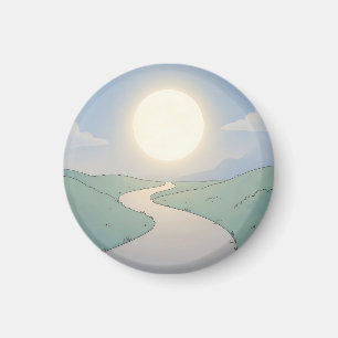 Imã Arte de Paisagem Minimalista de Pôr do Sol em Estr