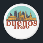 Imã Arte de paisana digital em linha digital em Buenos<br><div class="desc">Design com lindas linhas do horizonte, atração turística e arte de paisagem urbana, arranha-céu Legal e ilustração da silhueta de construção para turistas e viajantes. Perfeito como lembrança para trazer de volta para casa quando viaja pelo mundo. Guarde a memória do seu viagem e as suas férias com a família...</div>