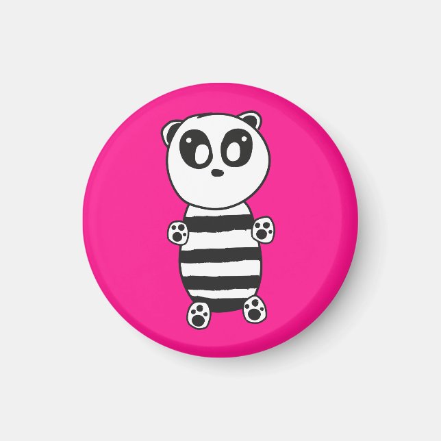Imã Arte de Panda Preto e Branco Divertida (Frente)