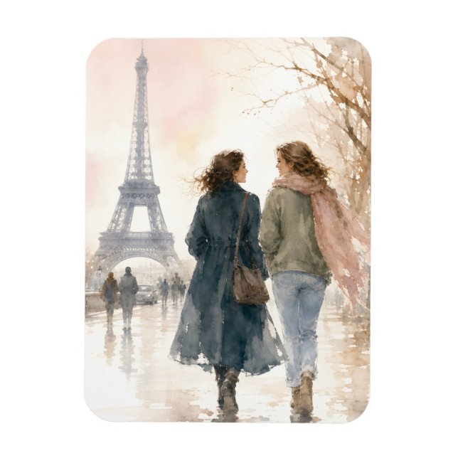 Ímã Arte de Parede Aquarela Torre Eiffel de Paris (Vertical)