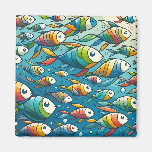 Imã Arte de peixe submarino colorida (Frente)