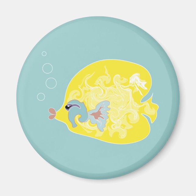 Imã Arte de Peixes Tropicais Caprichosos do Oceano (Frente)
