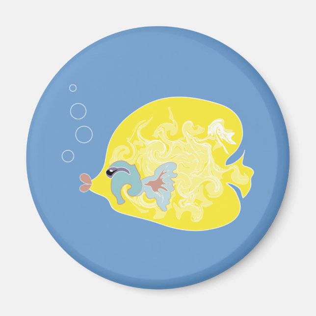 Imã Arte de Peixes Tropicais Caprichosos do Oceano (Frente)