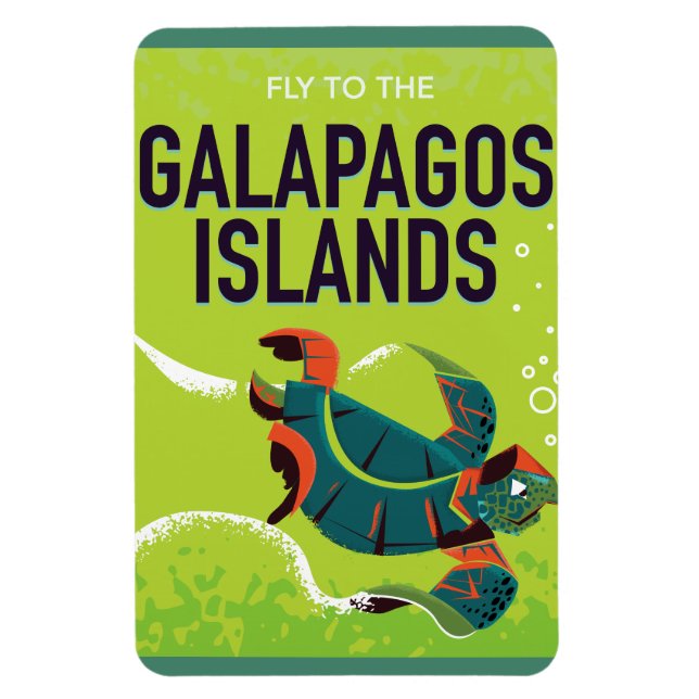 Ímã Arte de pôster de viagem vintage das Ilhas Galápag (Vertical)