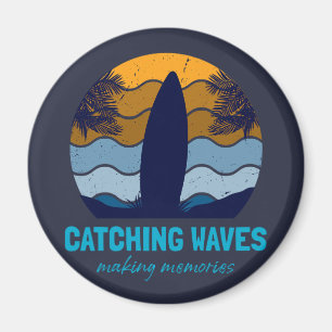Imã Arte de Praia das Ondas de Captura Retro Surfboard