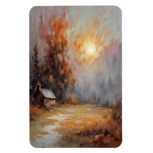 Ímã Arte de queda da paisagem da cabine de outono russ