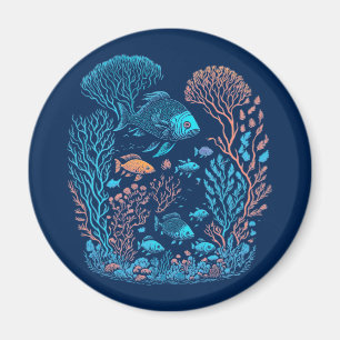 Imã Arte De Recife De Peixes E Corais