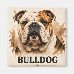 Imã Arte de Retrato Clássico de Bulldog Inglês