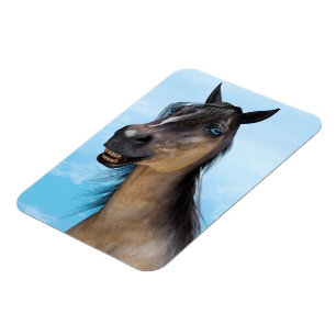 Ímã Arte de retrato de cavalo com sorriso engraçado