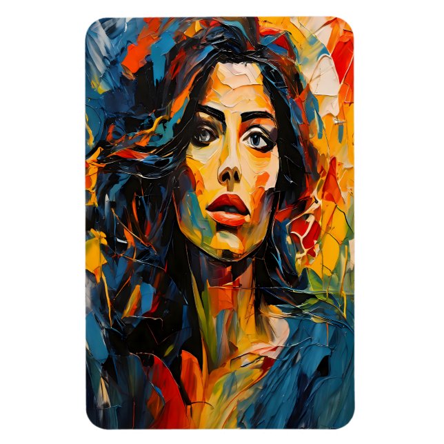 Ímã Arte de Retrato Expressionista Radiante (Vertical)