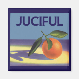 Imã Arte de rótulo de caixa de frutas vintage, laranja