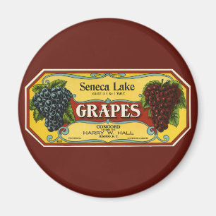 Imã Arte de rótulo de caixa de frutas vintage, uvas do