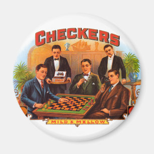 Imã Arte de rótulo de charuto vintage, Checkers Mild a