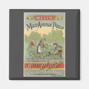 Imã Arte de rótulo de produto vintage, pílulas de May 