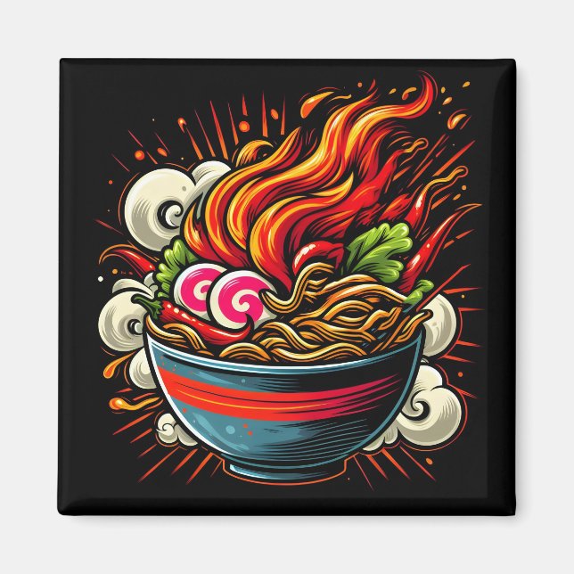 Imã Arte de Rua de Ramen Japonês Apimentado (Frente)