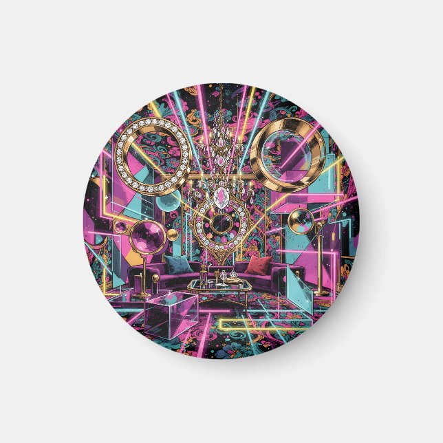 Imã Arte de Sala de Luxo Psicodélica Neon (Frente)