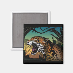 Imã Arte de selva feroz da onça-pintada – Azul-turques