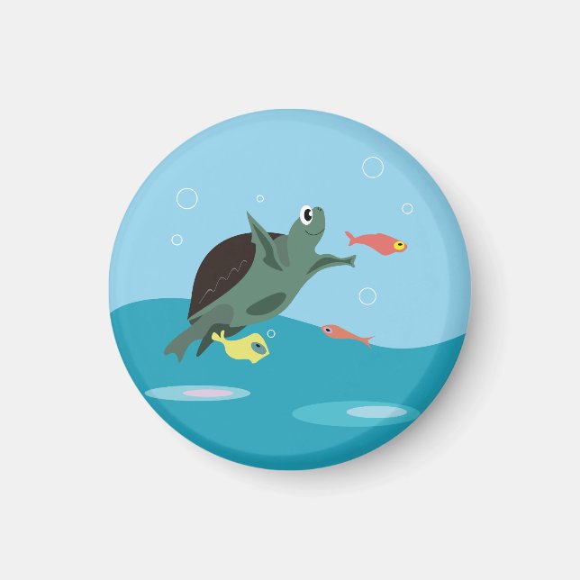 Imã Arte de Tartaruga Marinha Fofa Sob o Mar (Frente)