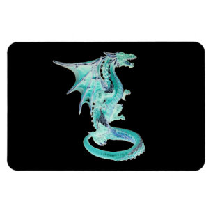 Ímã Arte de uma Fantástica Criatura Dragão Azul-Celest