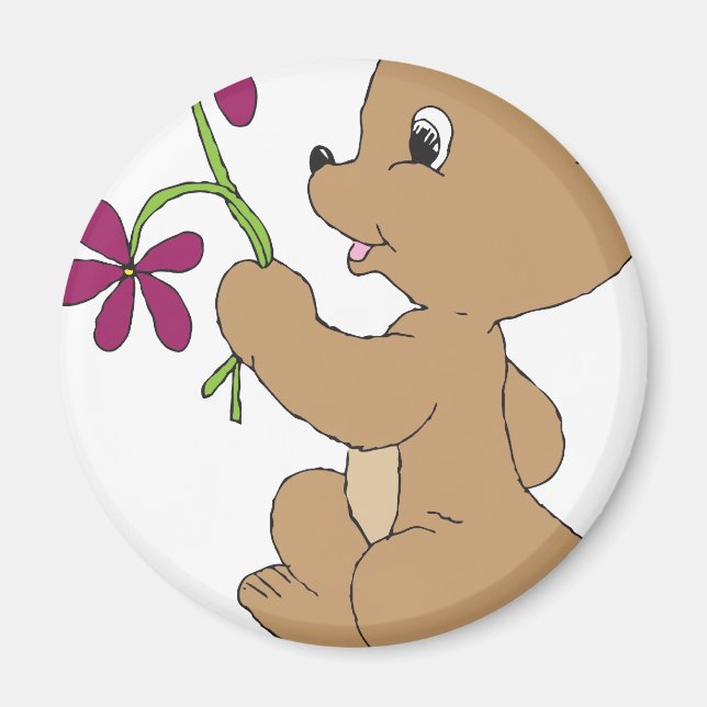 Imã Arte De Urso Doce Arte Desenhada Bebê Arte Castanh (Frente)