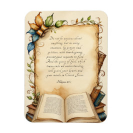 Ímã Arte de Versículo Bíblico Cristão Filipenses 4:6-7