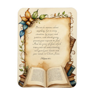 Ímã Arte de Versículo Bíblico Cristão Filipenses 4:6-7