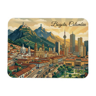 Ímã Arte de Viagem Colorido Vintage Bogotá Colômbia