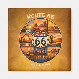 Imã Arte de Viagem da Rota 66 Vintage