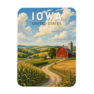 Ímã Arte de Viagem Ilustração Vintage Iowa