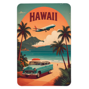 Ímã Arte de Viagem Turístico do Havaí Retro Meados do