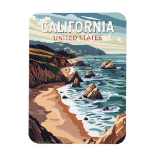 Ímã Arte de Viagem Vintage Califórnia
