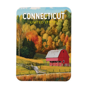 Ímã Arte de Viagem Vintage Connecticut