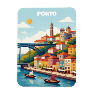 Ímã Arte de Viagem Vintage Porto Portugal