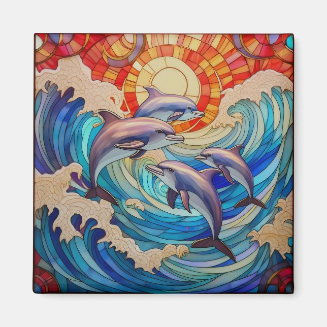 Imã Arte de vidro colorido tropical (Frente)