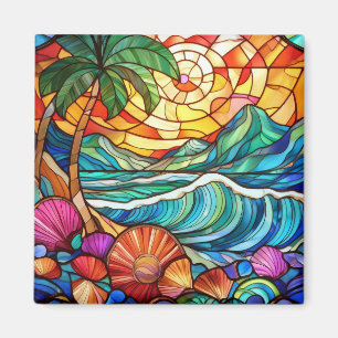 Imã Arte de vidro colorido tropical
