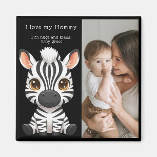 Imã Arte de Zebra Bebê Fofa, Nome da Criança e Mensage
