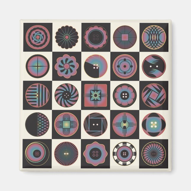 Imã Arte Deco Buttons Magnet (Frente)