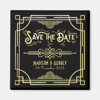 Arte Deco Casamento Elegante Dourado Guarde a Data