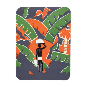 Ímã Arte Deco de Viagem Vintage, Nativo na Selva Afric