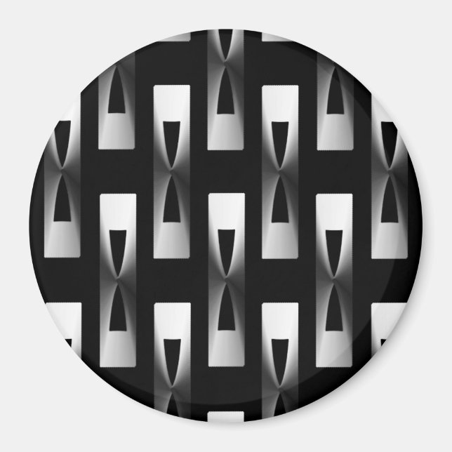 Imã Arte Deco Geométrica Metálica - Prata e Preto (Frente)
