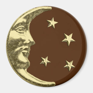 Imã Arte Deco Moon e Estrelas - Chocolate Brown e Dour