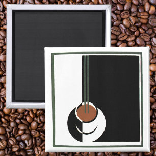 Imã Arte Deco Vintage, Xícara de Café com Vapor