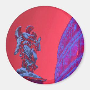 Imã Arte digital azul e vermelha de Colosseum e estát