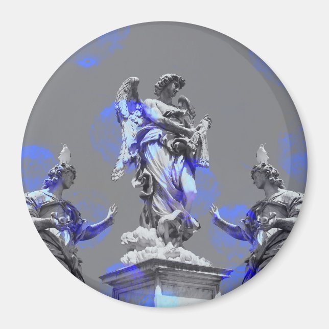 Imã Arte digital de esculturas pincéis de cor azul (Frente)