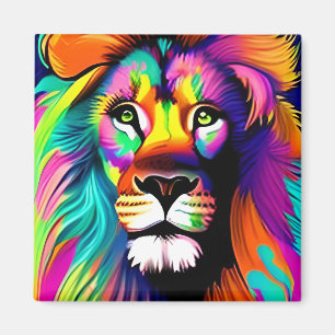 Imã Arte Digital de Leão Colorido
