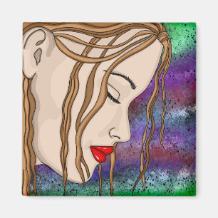 Imã Arte Digital Senhora triste profundamente em pen
