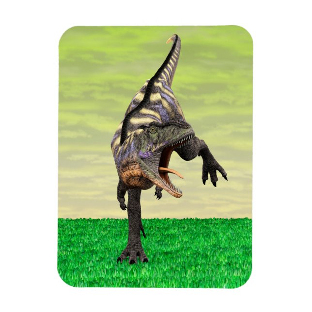 Ímã Arte Divertida de Aucasaurus Rugindo Dinossauro Pr (Vertical)