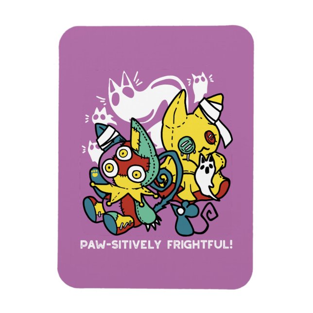 Ímã Arte do Dia das Bruxas de Gatos Cerrantes: Assusta (Vertical)